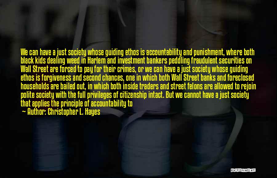 Christopher L. Hayes Quotes: We Can Have A Just Society Whose Guiding Ethos Is Accountability And Punishment, Where Both Black Kids Dealing Weed In