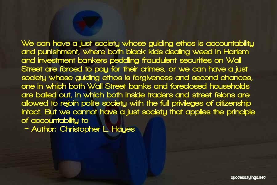 Christopher L. Hayes Quotes: We Can Have A Just Society Whose Guiding Ethos Is Accountability And Punishment, Where Both Black Kids Dealing Weed In