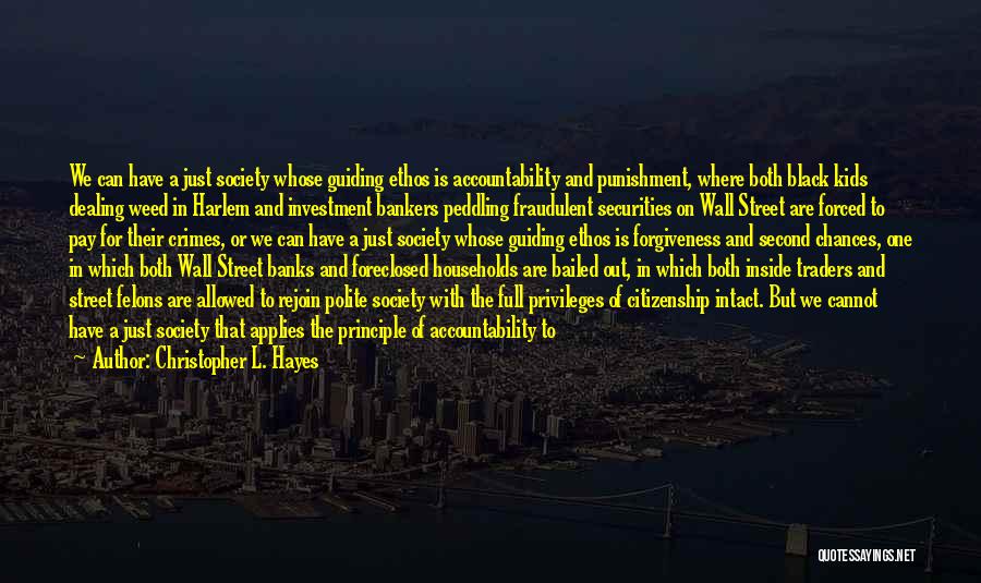 Christopher L. Hayes Quotes: We Can Have A Just Society Whose Guiding Ethos Is Accountability And Punishment, Where Both Black Kids Dealing Weed In