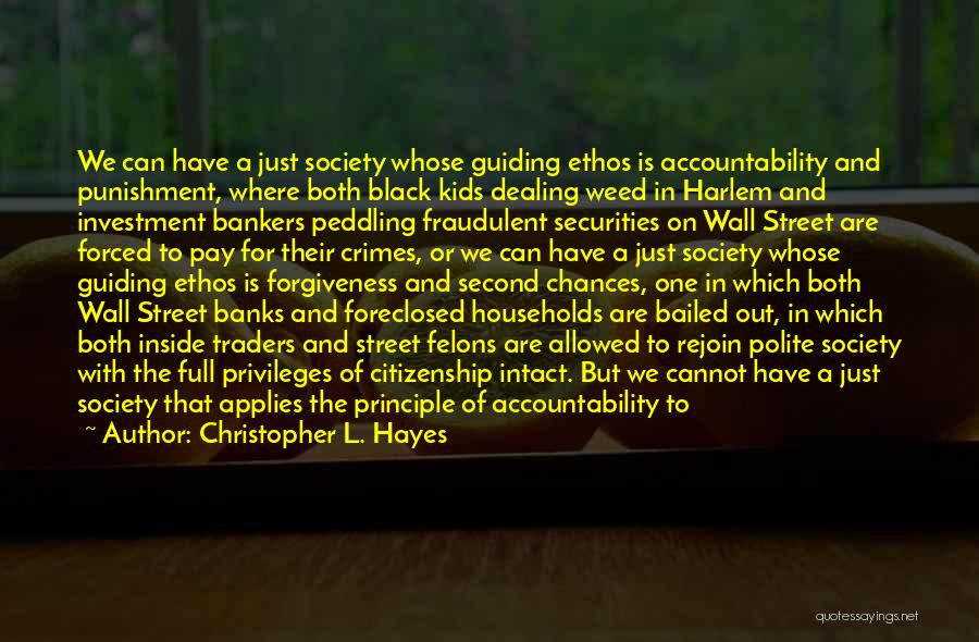 Christopher L. Hayes Quotes: We Can Have A Just Society Whose Guiding Ethos Is Accountability And Punishment, Where Both Black Kids Dealing Weed In
