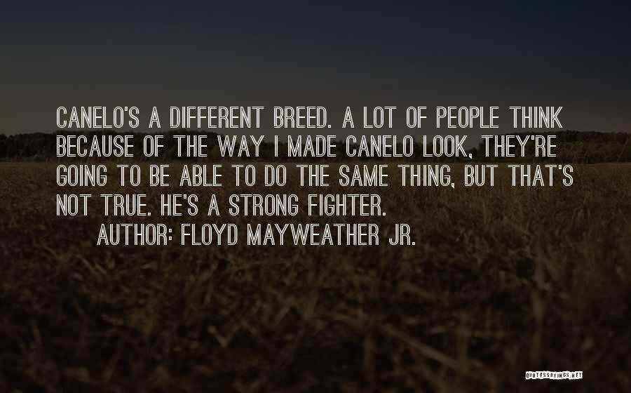 Floyd Mayweather Jr. Quotes: Canelo's A Different Breed. A Lot Of People Think Because Of The Way I Made Canelo Look, They're Going To