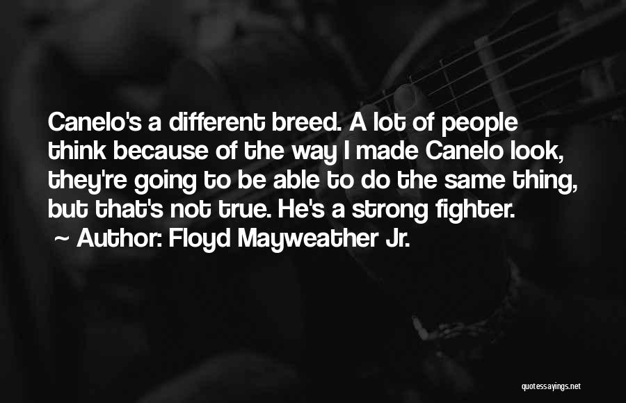 Floyd Mayweather Jr. Quotes: Canelo's A Different Breed. A Lot Of People Think Because Of The Way I Made Canelo Look, They're Going To