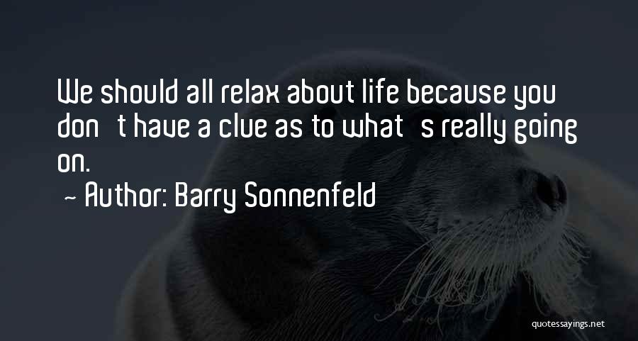 Barry Sonnenfeld Quotes: We Should All Relax About Life Because You Don't Have A Clue As To What's Really Going On.