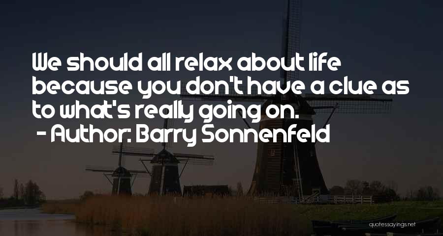 Barry Sonnenfeld Quotes: We Should All Relax About Life Because You Don't Have A Clue As To What's Really Going On.