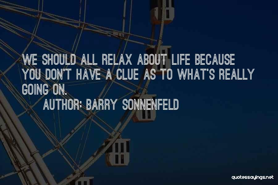 Barry Sonnenfeld Quotes: We Should All Relax About Life Because You Don't Have A Clue As To What's Really Going On.