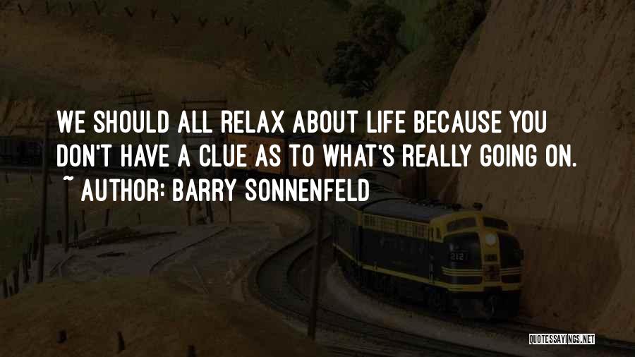 Barry Sonnenfeld Quotes: We Should All Relax About Life Because You Don't Have A Clue As To What's Really Going On.