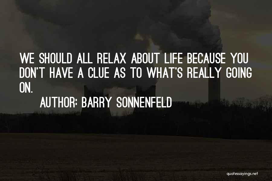 Barry Sonnenfeld Quotes: We Should All Relax About Life Because You Don't Have A Clue As To What's Really Going On.