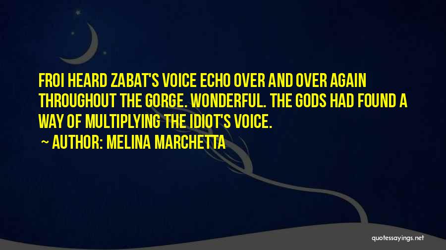 Melina Marchetta Quotes: Froi Heard Zabat's Voice Echo Over And Over Again Throughout The Gorge. Wonderful. The Gods Had Found A Way Of