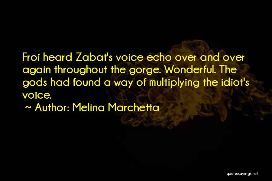 Melina Marchetta Quotes: Froi Heard Zabat's Voice Echo Over And Over Again Throughout The Gorge. Wonderful. The Gods Had Found A Way Of
