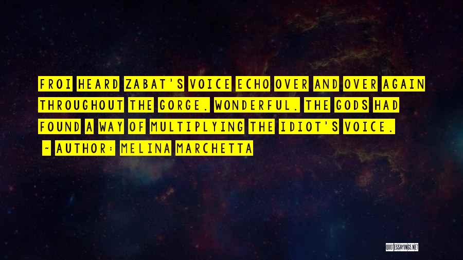 Melina Marchetta Quotes: Froi Heard Zabat's Voice Echo Over And Over Again Throughout The Gorge. Wonderful. The Gods Had Found A Way Of