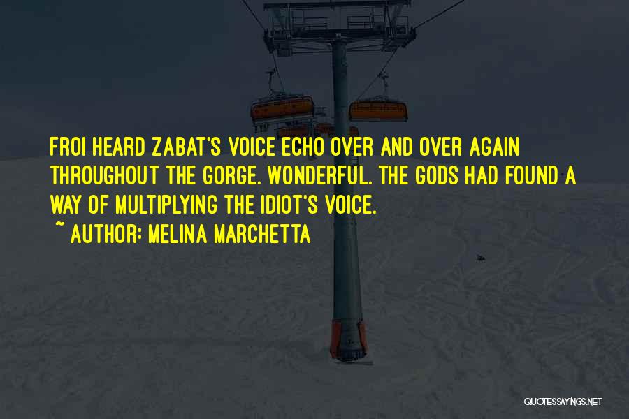 Melina Marchetta Quotes: Froi Heard Zabat's Voice Echo Over And Over Again Throughout The Gorge. Wonderful. The Gods Had Found A Way Of