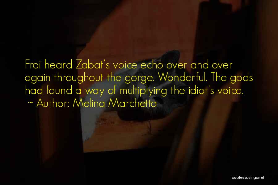 Melina Marchetta Quotes: Froi Heard Zabat's Voice Echo Over And Over Again Throughout The Gorge. Wonderful. The Gods Had Found A Way Of