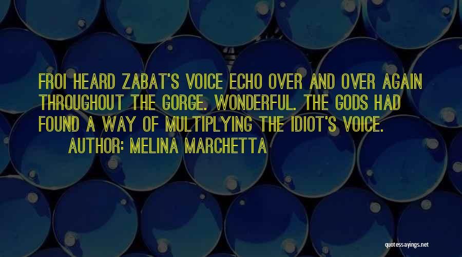 Melina Marchetta Quotes: Froi Heard Zabat's Voice Echo Over And Over Again Throughout The Gorge. Wonderful. The Gods Had Found A Way Of