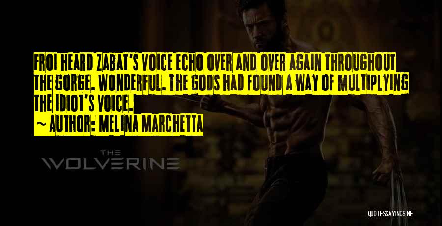 Melina Marchetta Quotes: Froi Heard Zabat's Voice Echo Over And Over Again Throughout The Gorge. Wonderful. The Gods Had Found A Way Of