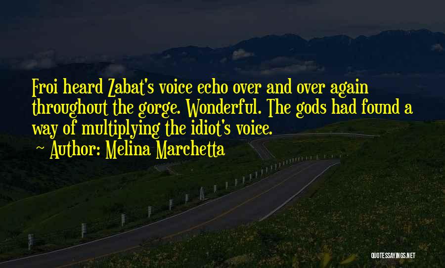 Melina Marchetta Quotes: Froi Heard Zabat's Voice Echo Over And Over Again Throughout The Gorge. Wonderful. The Gods Had Found A Way Of
