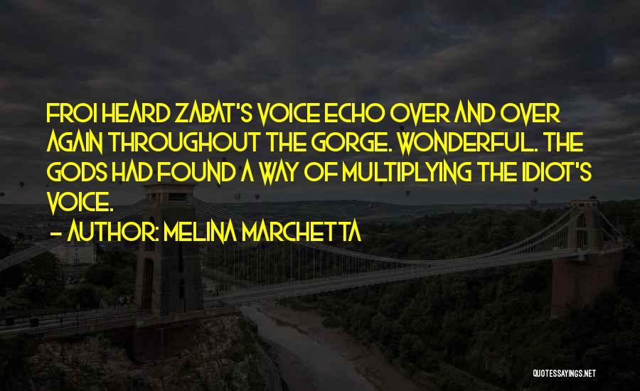 Melina Marchetta Quotes: Froi Heard Zabat's Voice Echo Over And Over Again Throughout The Gorge. Wonderful. The Gods Had Found A Way Of
