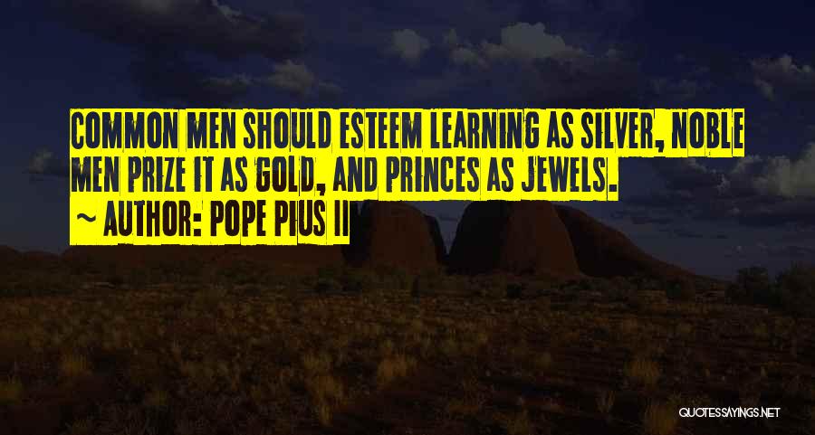 Pope Pius II Quotes: Common Men Should Esteem Learning As Silver, Noble Men Prize It As Gold, And Princes As Jewels.