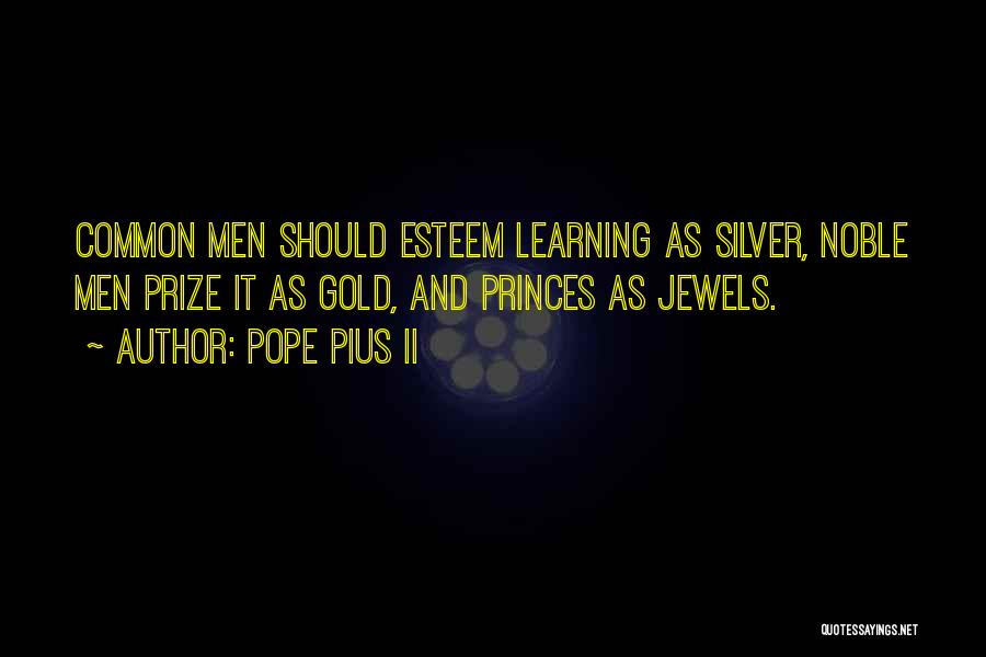 Pope Pius II Quotes: Common Men Should Esteem Learning As Silver, Noble Men Prize It As Gold, And Princes As Jewels.