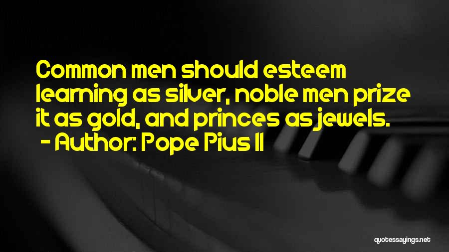 Pope Pius II Quotes: Common Men Should Esteem Learning As Silver, Noble Men Prize It As Gold, And Princes As Jewels.