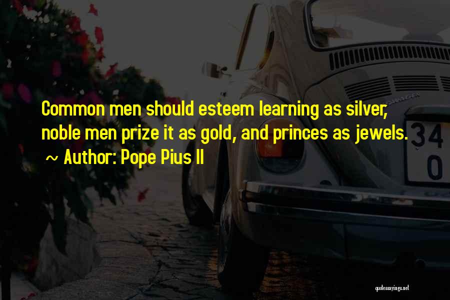 Pope Pius II Quotes: Common Men Should Esteem Learning As Silver, Noble Men Prize It As Gold, And Princes As Jewels.