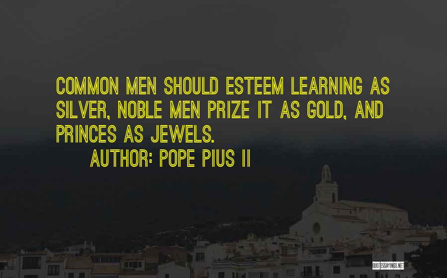 Pope Pius II Quotes: Common Men Should Esteem Learning As Silver, Noble Men Prize It As Gold, And Princes As Jewels.