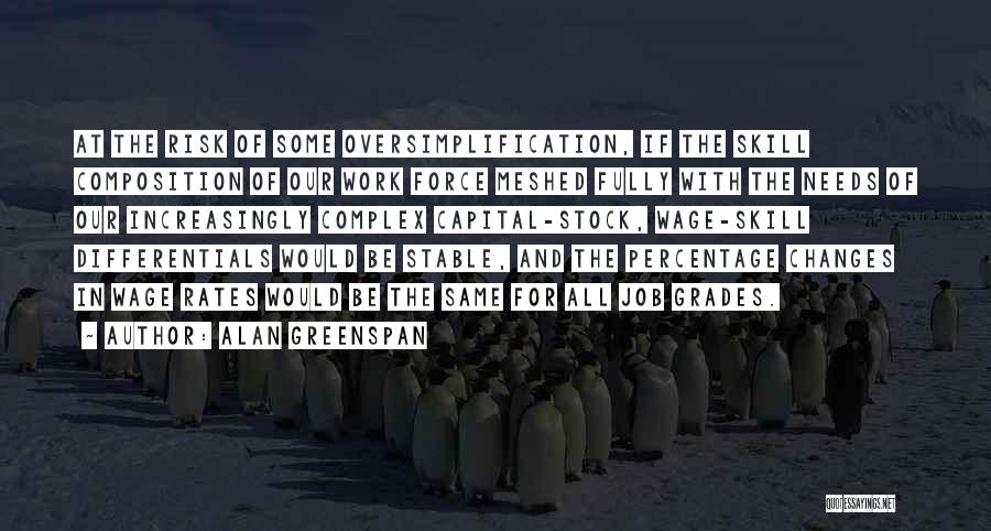 Alan Greenspan Quotes: At The Risk Of Some Oversimplification, If The Skill Composition Of Our Work Force Meshed Fully With The Needs Of