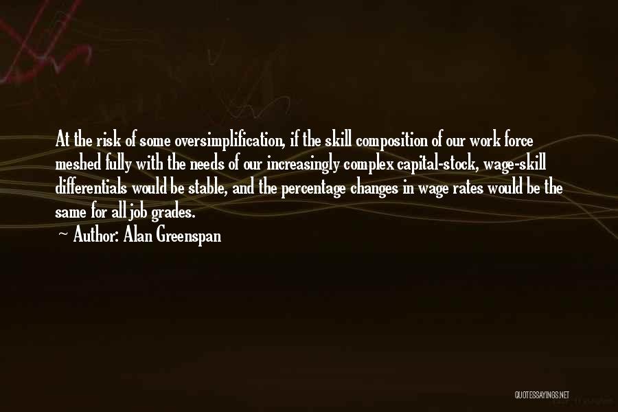 Alan Greenspan Quotes: At The Risk Of Some Oversimplification, If The Skill Composition Of Our Work Force Meshed Fully With The Needs Of