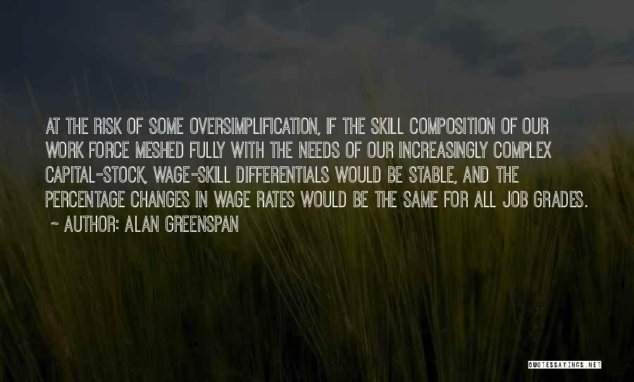 Alan Greenspan Quotes: At The Risk Of Some Oversimplification, If The Skill Composition Of Our Work Force Meshed Fully With The Needs Of