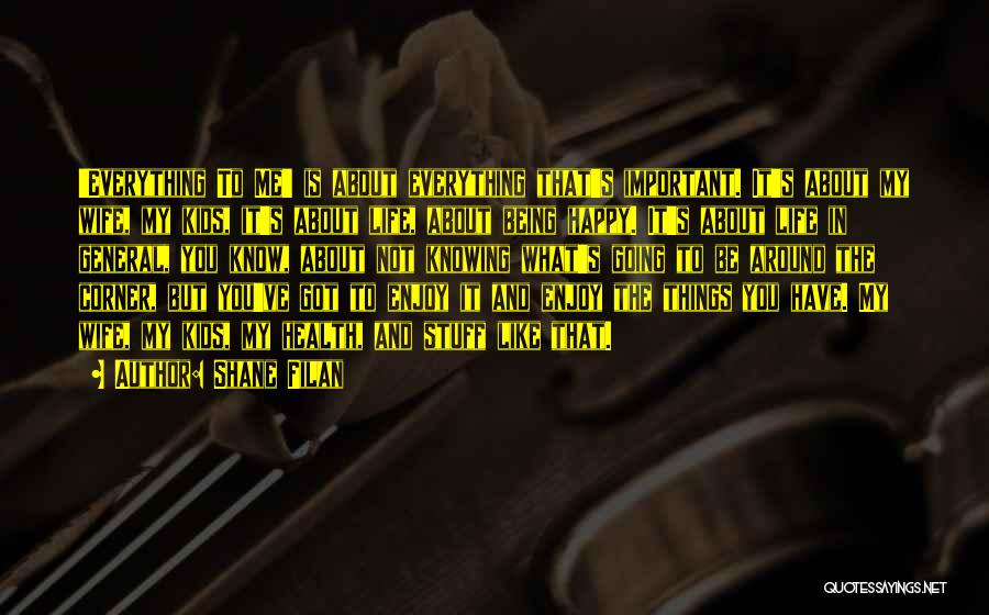 Shane Filan Quotes: 'everything To Me' Is About Everything That's Important. It's About My Wife, My Kids, It's About Life, About Being Happy.