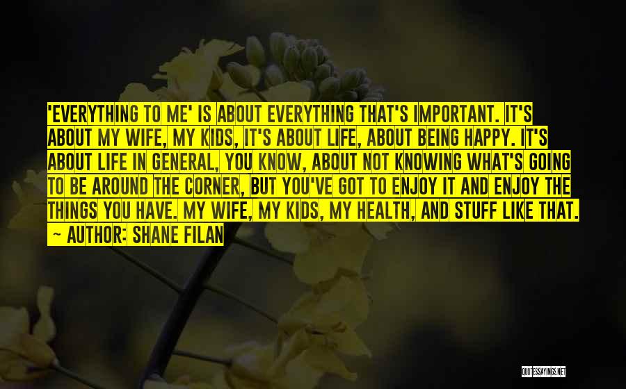 Shane Filan Quotes: 'everything To Me' Is About Everything That's Important. It's About My Wife, My Kids, It's About Life, About Being Happy.