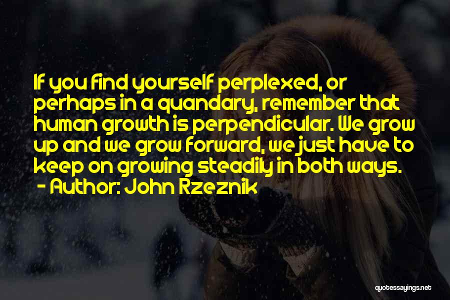 John Rzeznik Quotes: If You Find Yourself Perplexed, Or Perhaps In A Quandary, Remember That Human Growth Is Perpendicular. We Grow Up And