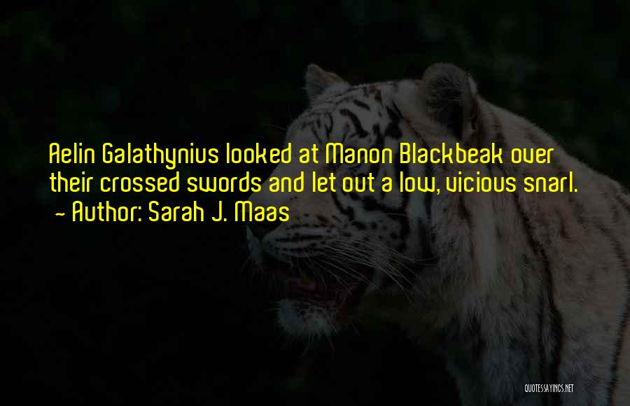 Sarah J. Maas Quotes: Aelin Galathynius Looked At Manon Blackbeak Over Their Crossed Swords And Let Out A Low, Vicious Snarl.