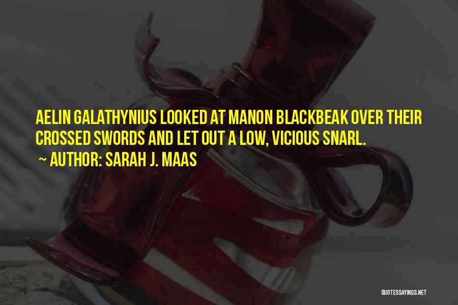 Sarah J. Maas Quotes: Aelin Galathynius Looked At Manon Blackbeak Over Their Crossed Swords And Let Out A Low, Vicious Snarl.
