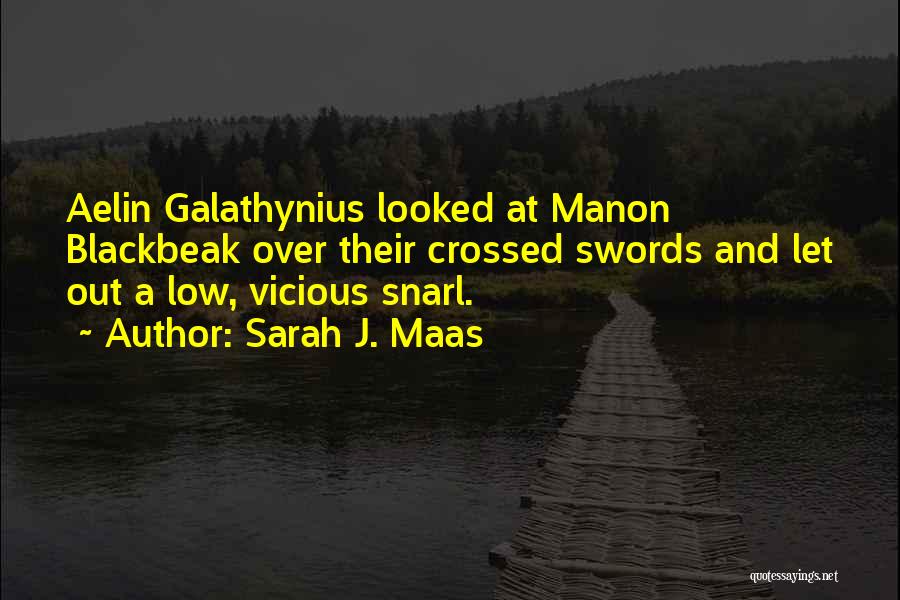 Sarah J. Maas Quotes: Aelin Galathynius Looked At Manon Blackbeak Over Their Crossed Swords And Let Out A Low, Vicious Snarl.