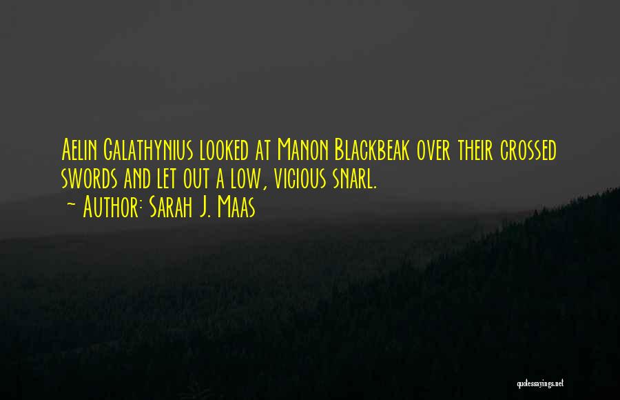 Sarah J. Maas Quotes: Aelin Galathynius Looked At Manon Blackbeak Over Their Crossed Swords And Let Out A Low, Vicious Snarl.