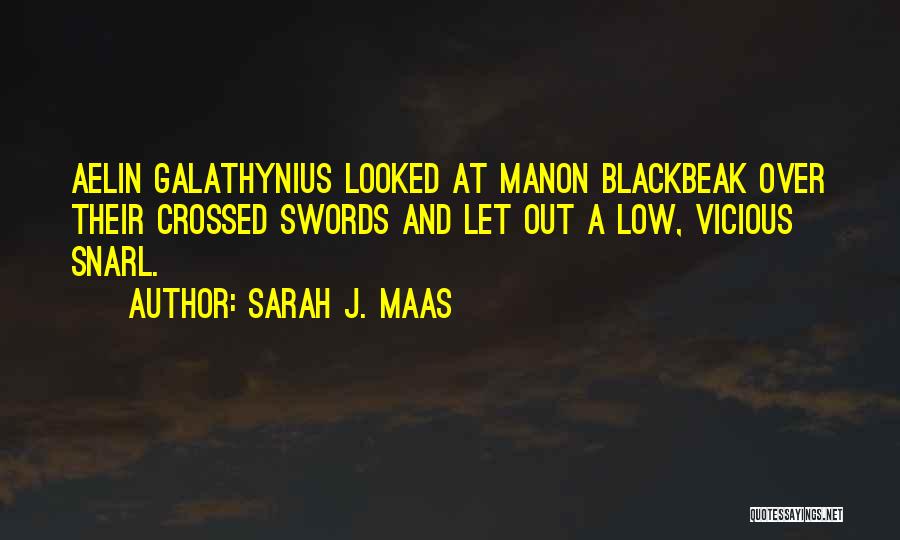 Sarah J. Maas Quotes: Aelin Galathynius Looked At Manon Blackbeak Over Their Crossed Swords And Let Out A Low, Vicious Snarl.