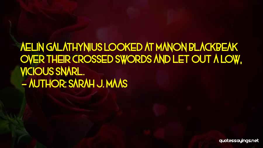 Sarah J. Maas Quotes: Aelin Galathynius Looked At Manon Blackbeak Over Their Crossed Swords And Let Out A Low, Vicious Snarl.