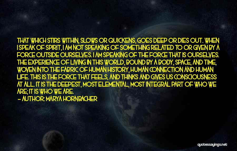 Marya Hornbacher Quotes: That Which Stirs Within, Slows Or Quickens, Goes Deep Or Dies Out. When I Speak Of Spirit, I Am Not