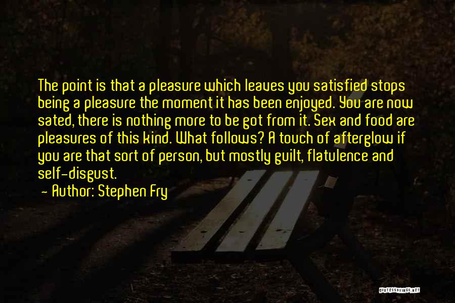 Stephen Fry Quotes: The Point Is That A Pleasure Which Leaves You Satisfied Stops Being A Pleasure The Moment It Has Been Enjoyed.