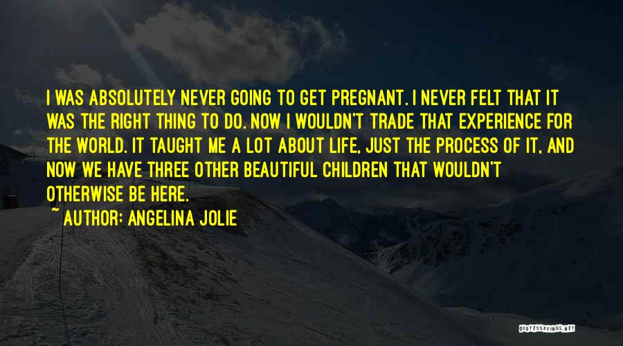 Angelina Jolie Quotes: I Was Absolutely Never Going To Get Pregnant. I Never Felt That It Was The Right Thing To Do. Now