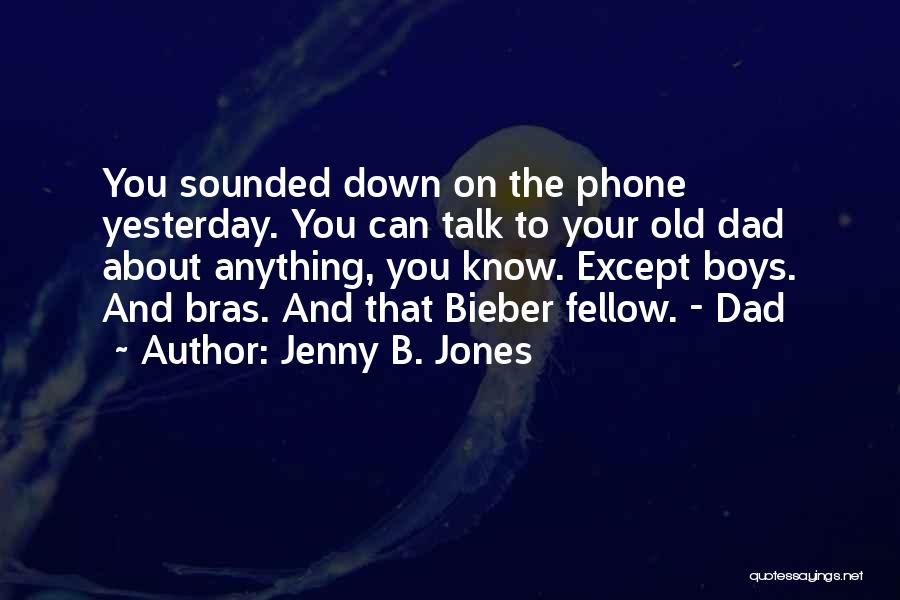 Jenny B. Jones Quotes: You Sounded Down On The Phone Yesterday. You Can Talk To Your Old Dad About Anything, You Know. Except Boys.