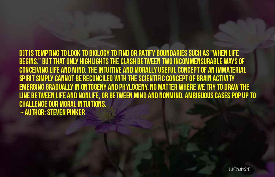 Steven Pinker Quotes: [i]t Is Tempting To Look To Biology To Find Or Ratify Boundaries Such As When Life Begins. But That Only