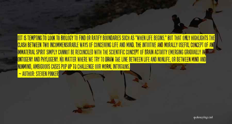 Steven Pinker Quotes: [i]t Is Tempting To Look To Biology To Find Or Ratify Boundaries Such As When Life Begins. But That Only