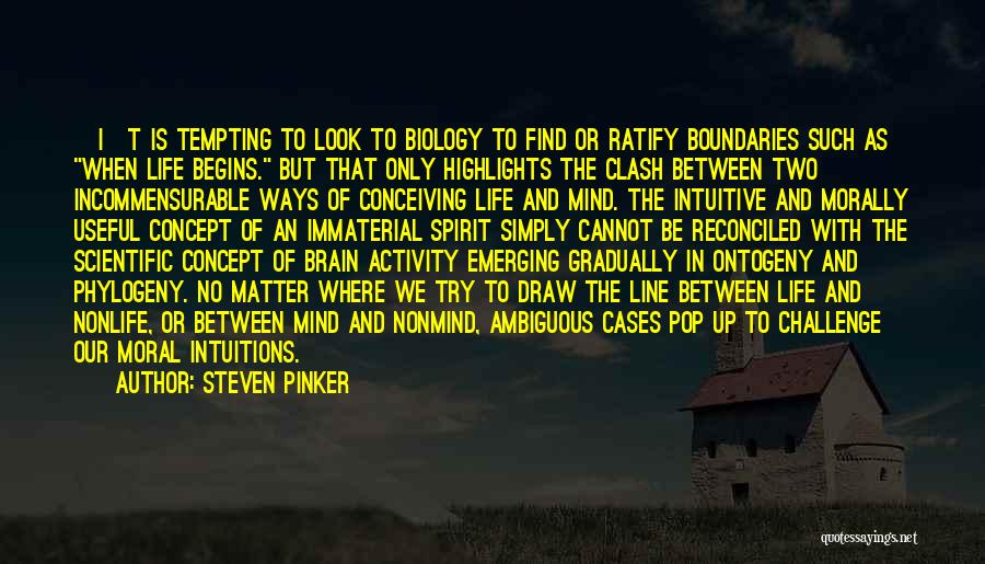 Steven Pinker Quotes: [i]t Is Tempting To Look To Biology To Find Or Ratify Boundaries Such As When Life Begins. But That Only