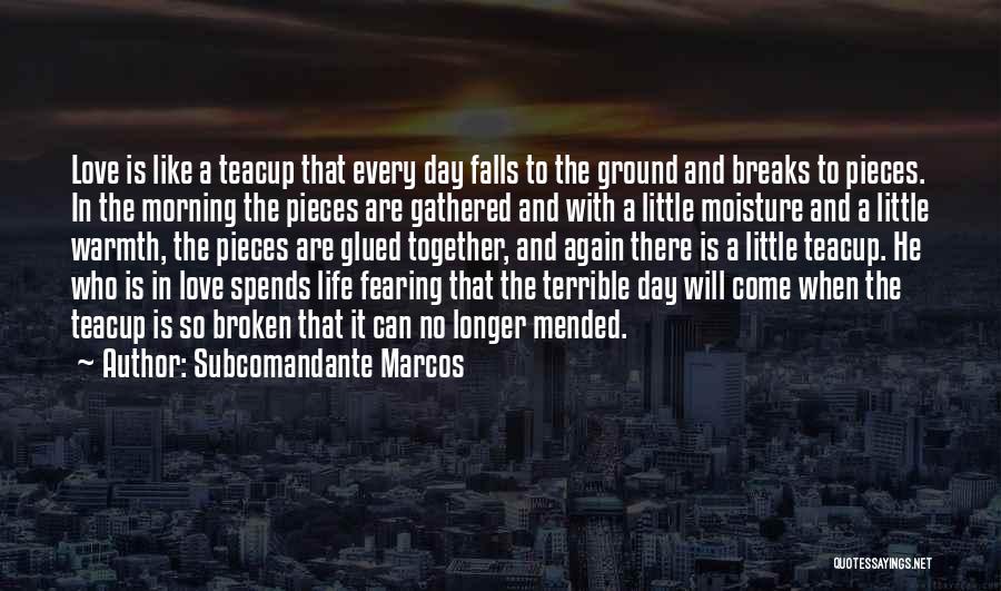 Subcomandante Marcos Quotes: Love Is Like A Teacup That Every Day Falls To The Ground And Breaks To Pieces. In The Morning The