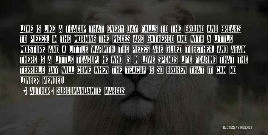 Subcomandante Marcos Quotes: Love Is Like A Teacup That Every Day Falls To The Ground And Breaks To Pieces. In The Morning The