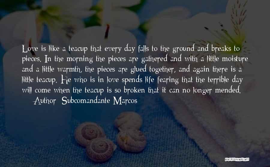 Subcomandante Marcos Quotes: Love Is Like A Teacup That Every Day Falls To The Ground And Breaks To Pieces. In The Morning The