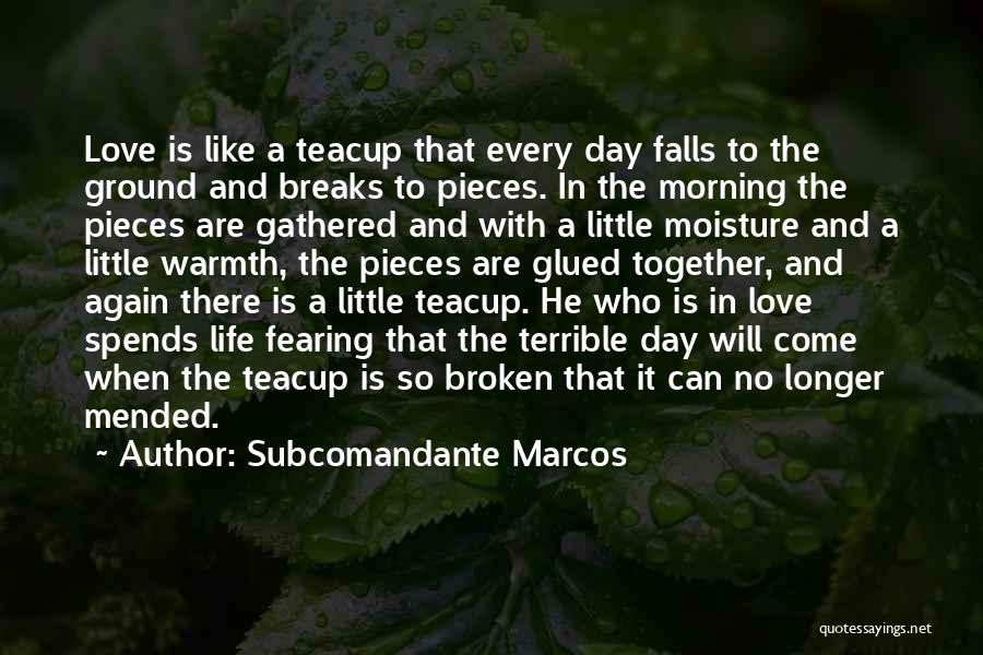 Subcomandante Marcos Quotes: Love Is Like A Teacup That Every Day Falls To The Ground And Breaks To Pieces. In The Morning The