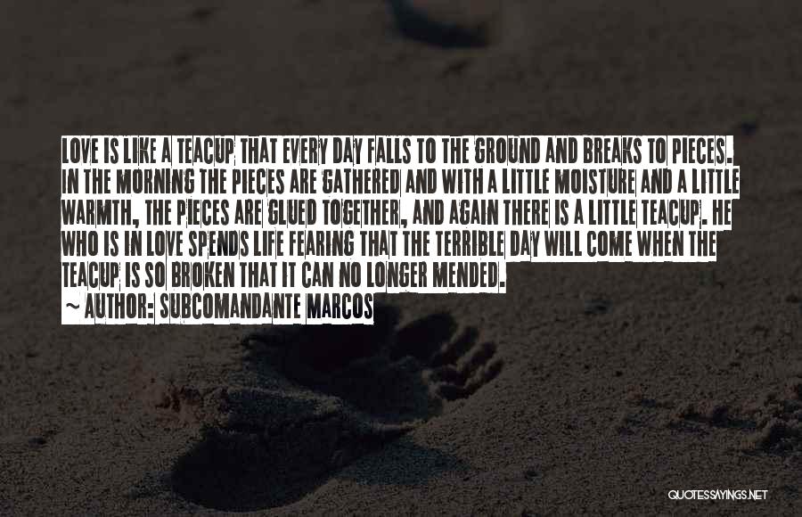 Subcomandante Marcos Quotes: Love Is Like A Teacup That Every Day Falls To The Ground And Breaks To Pieces. In The Morning The