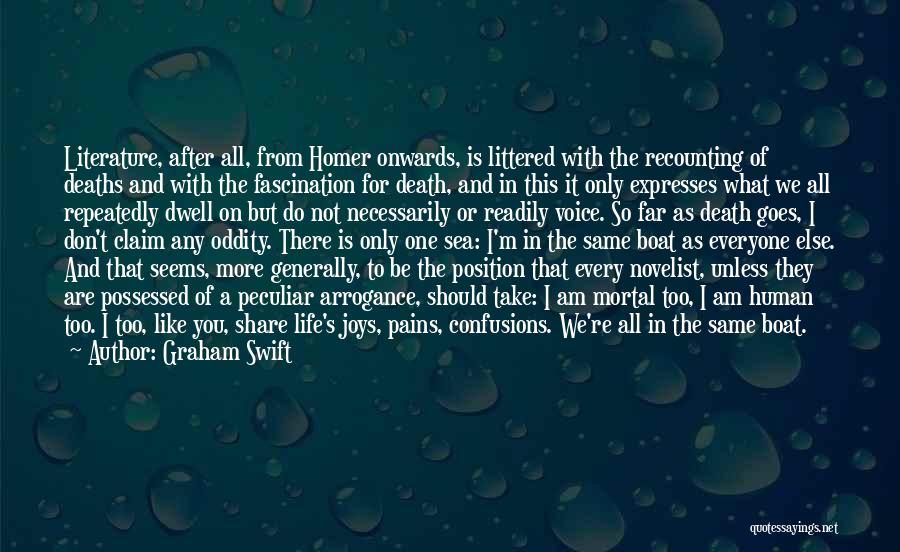 Graham Swift Quotes: Literature, After All, From Homer Onwards, Is Littered With The Recounting Of Deaths And With The Fascination For Death, And